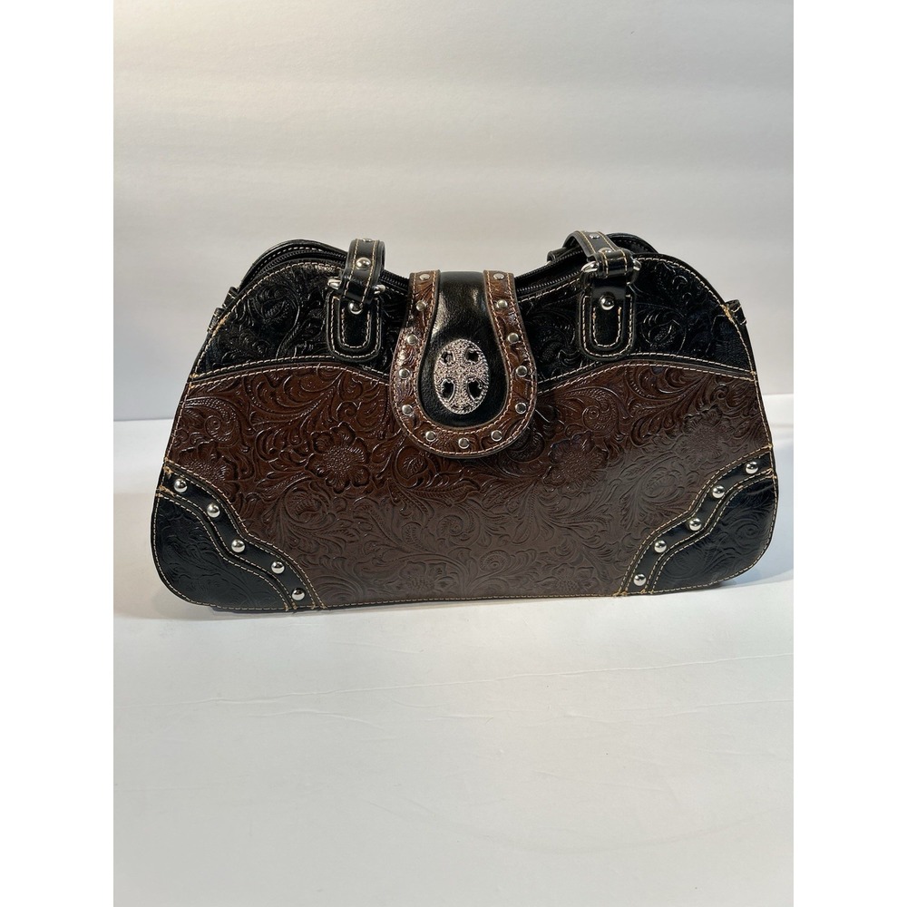 MC Marc Chantal Western Tooled Leather Studded Y2K Shoulder Bag Purse